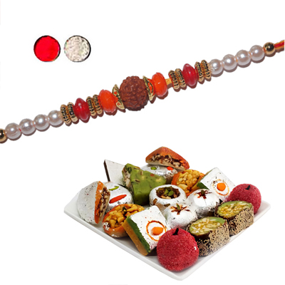 "Rakhi - FR-8530 A (Single Rakhi), 500gms of Kaju Assorted Sweets - Click here to View more details about this Product